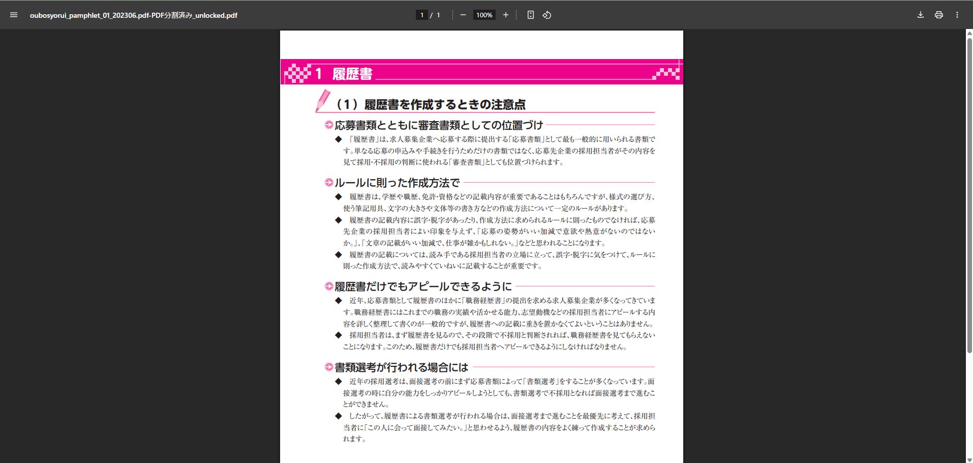 ブラウザでPDFを開いている様子