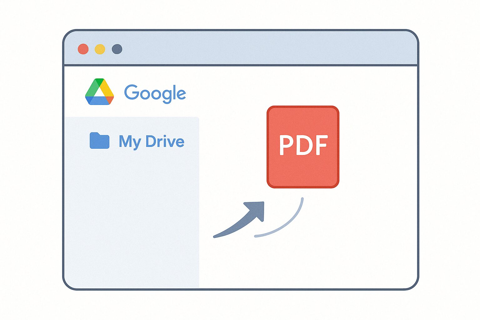 GoogleドライブにPDFをドラッグしてアップロードしているモックアップイラスト